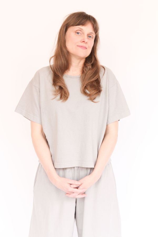 Pacific Cotton Short Sleeve Crop Crew Tee - Nebbia