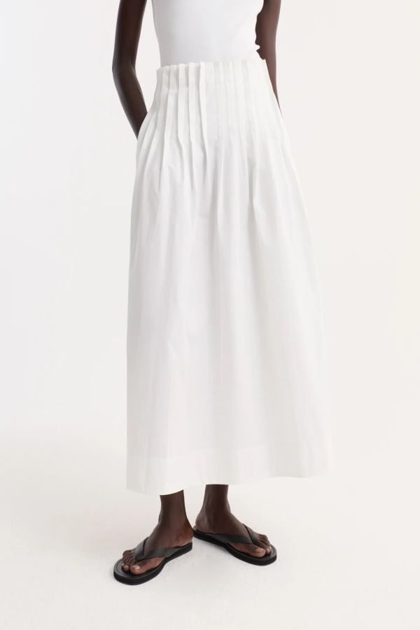 Róhe Pleated Poplin Maxi Skirt