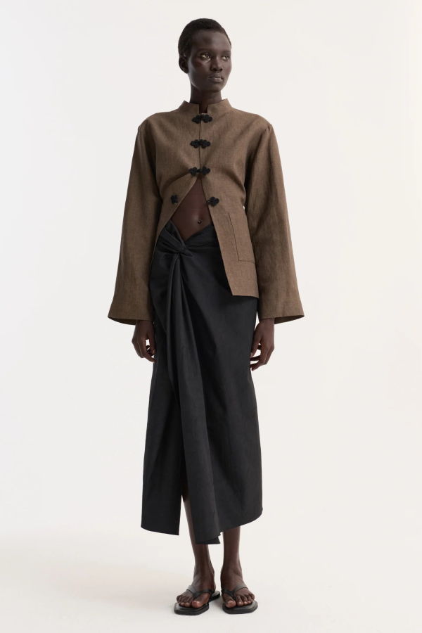 Róhe Sarong Textured Skirt - Black