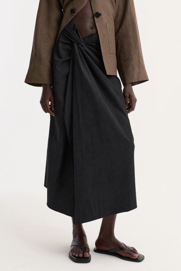 Róhe Sarong Textured Skirt - Black