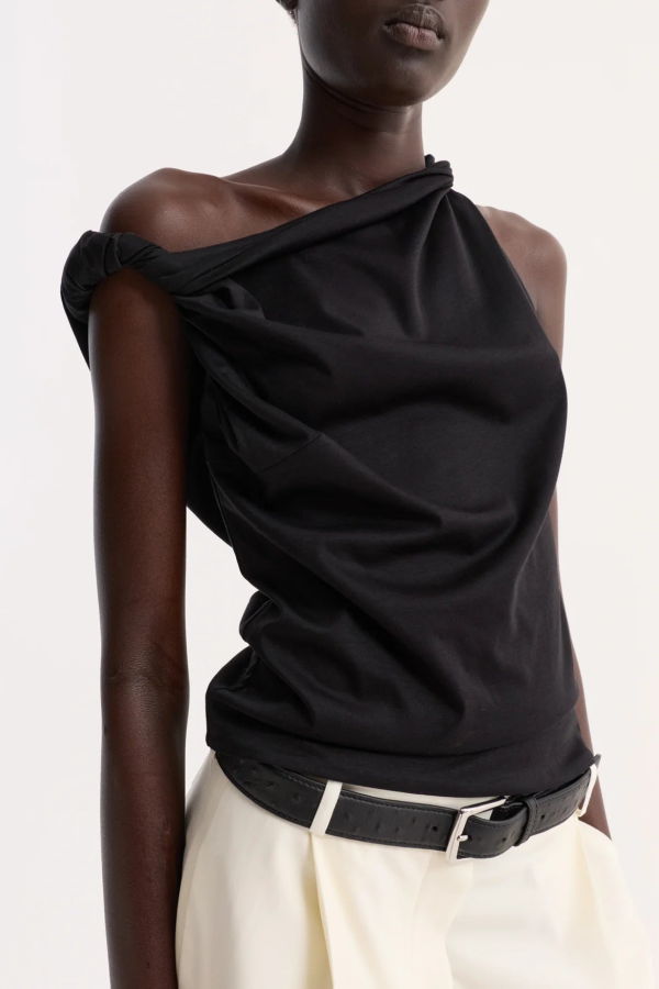 Róhe Sculptural Cotton Silk Top - Black