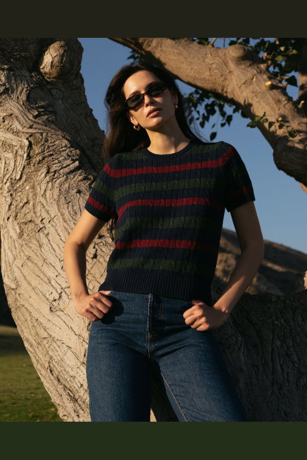 Nello June Letti Short Sleeve Crew Sweater