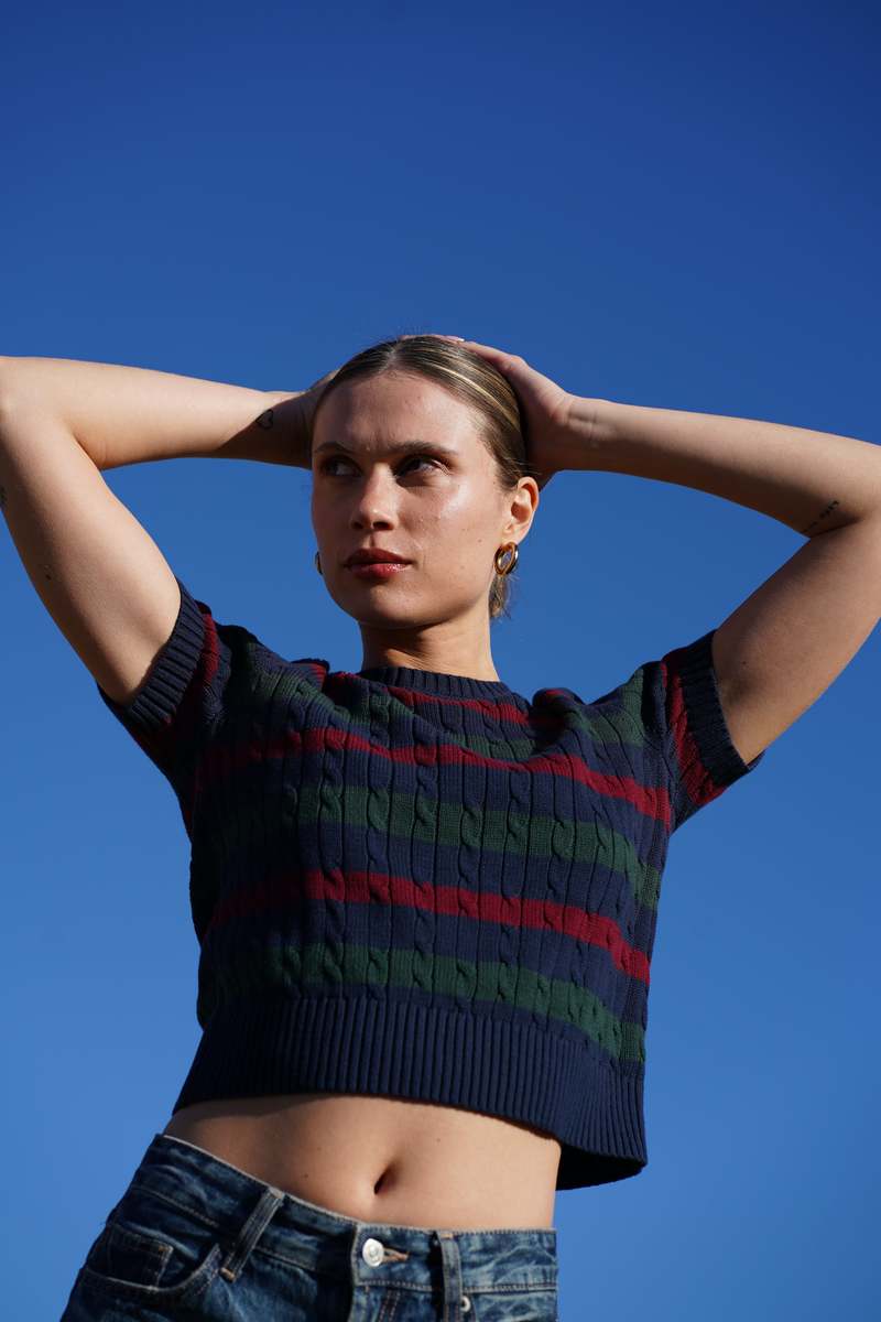 Nello June Letti Short Sleeve Crew Sweater