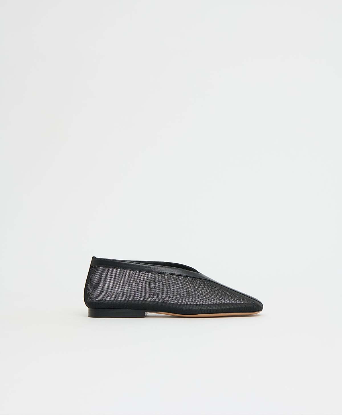 Mansur Gavriel Contorno Square V Flat - Black - Image 1 of 5