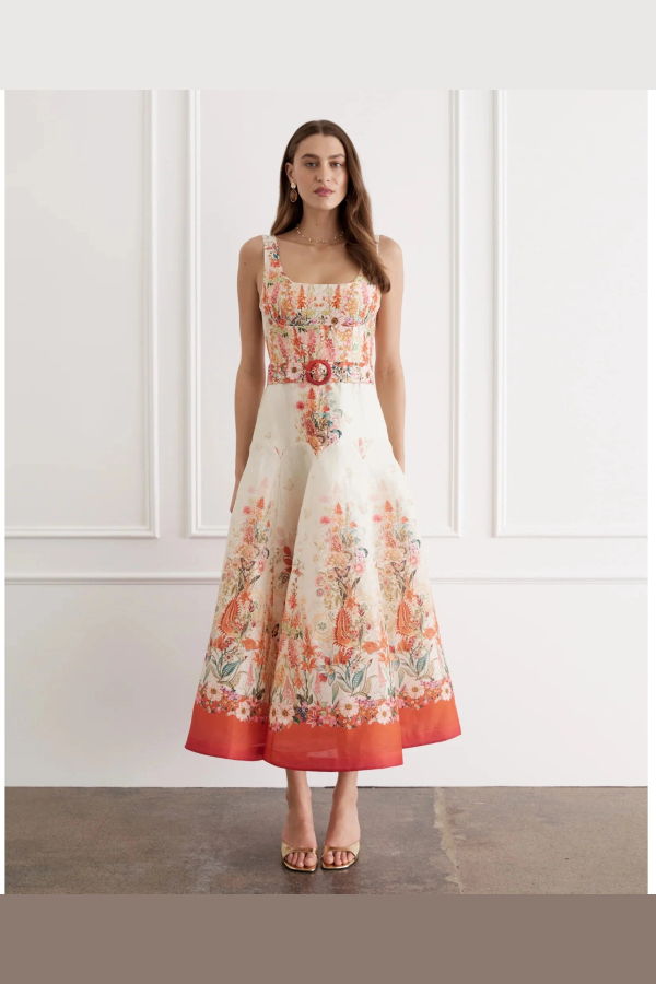 AQUA BLU Bouquet Phoebe Midi Dress - Illuminee