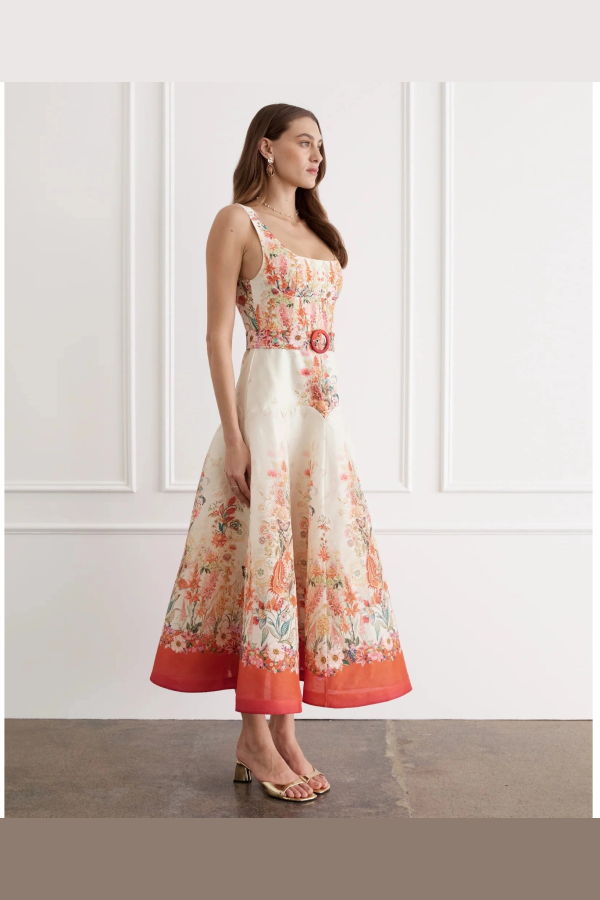 AQUA BLU Bouquet Phoebe Midi Dress - Illuminee