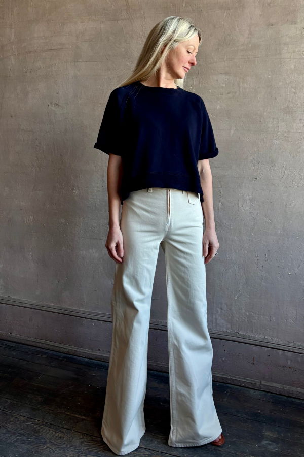 TWP Slouchy Rolled Tee Top - Midnight