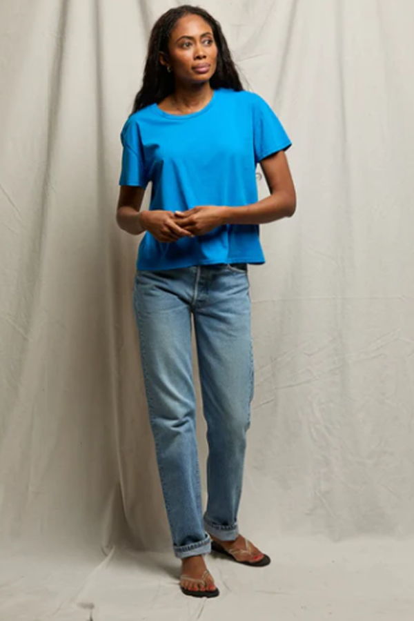 PERFECTWHITETEE Harley Boxy Crewneck Tee - Cobalt