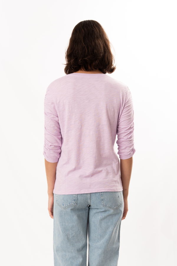 ELLIOTT LAUREN 3/4 Ruched Sleeve Tee - Lavender