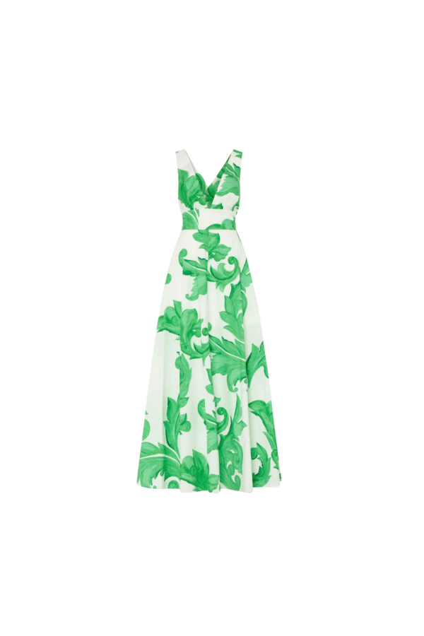 Milly Catarina Poplin Dress - White/Green