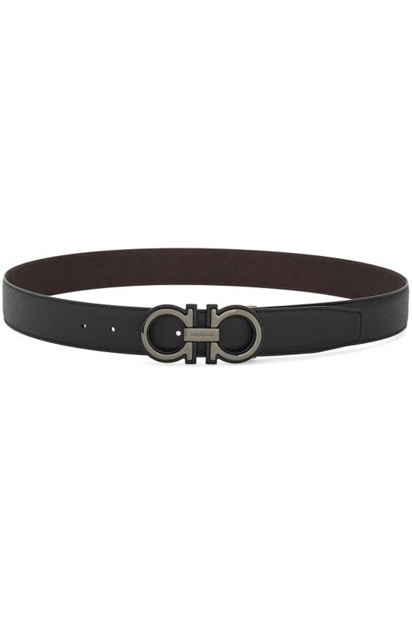 Ferragamo Leather Belt - Black Oxblood