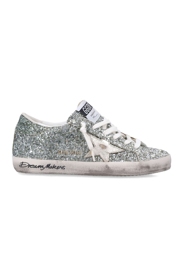 Golden Goose Glitter Super-Star Sneakers - Platinum/Green