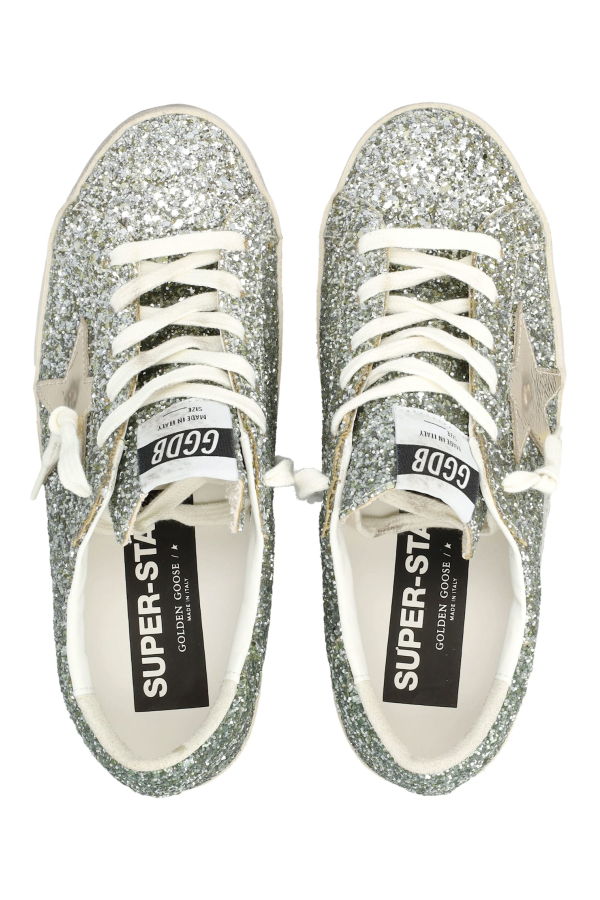 Golden Goose Glitter Super-Star Sneakers - Platinum/Green