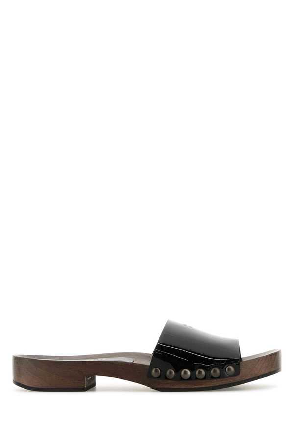 MIU MIU Black Leather Clogs - Black