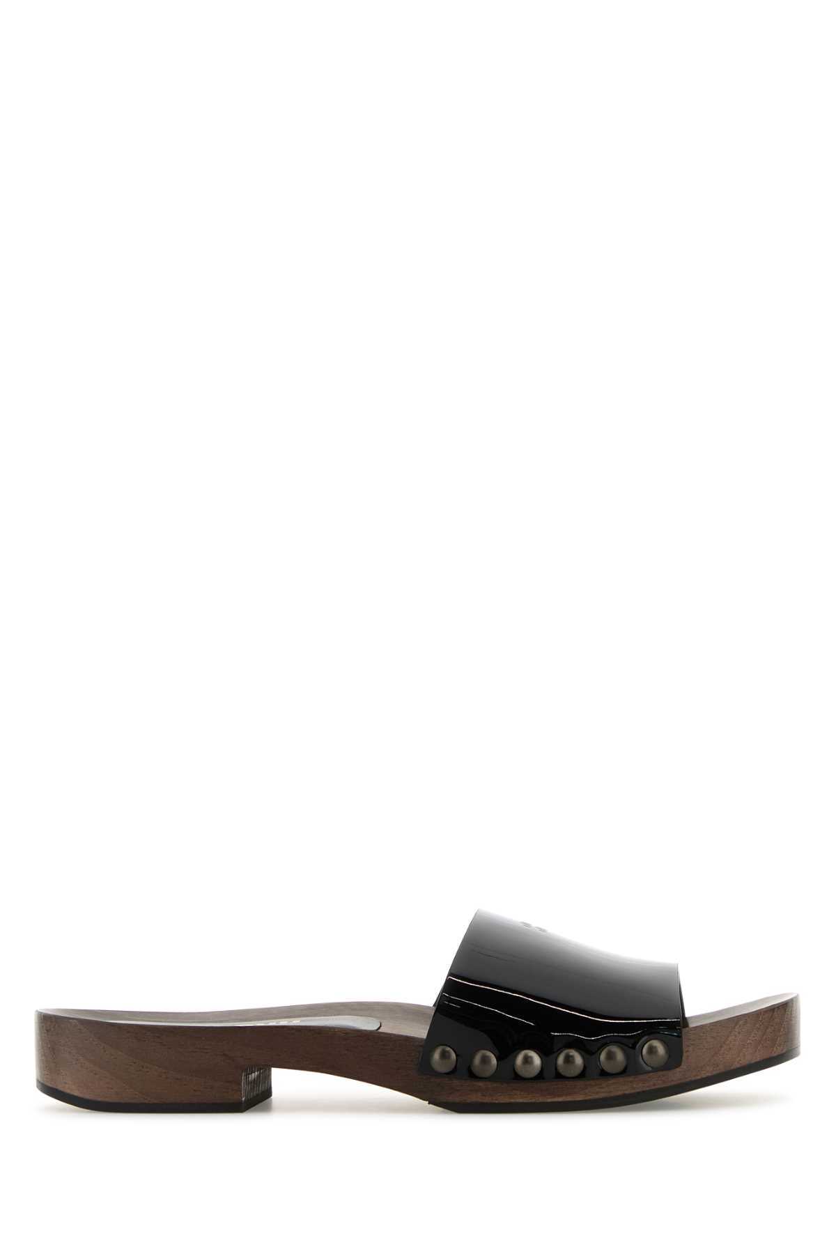 MIU MIU Black Leather Clogs - Black - Image 1 of 2