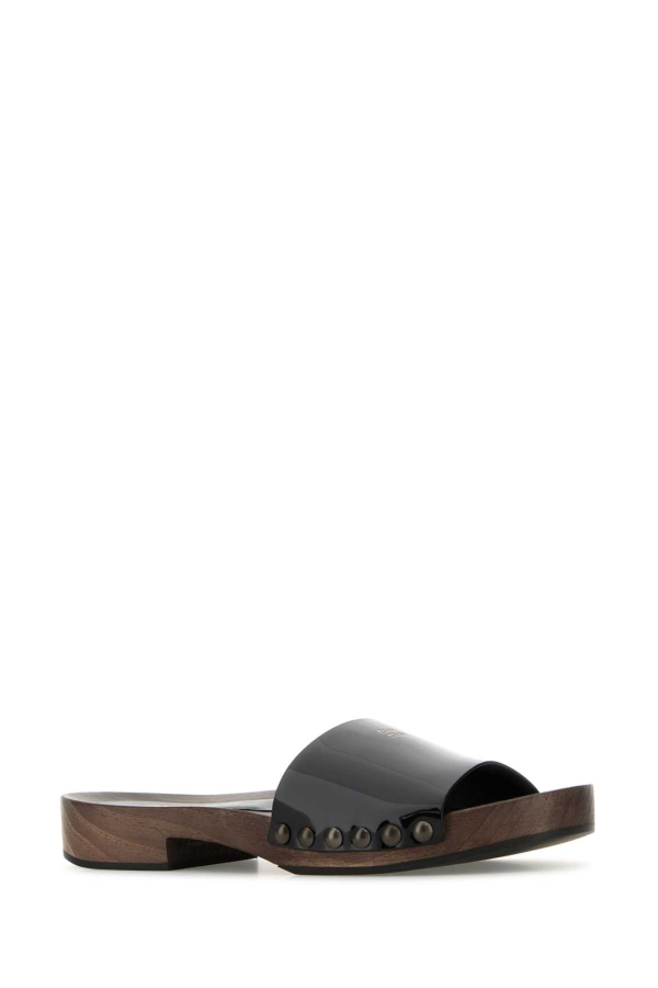 MIU MIU Black Leather Clogs - Black