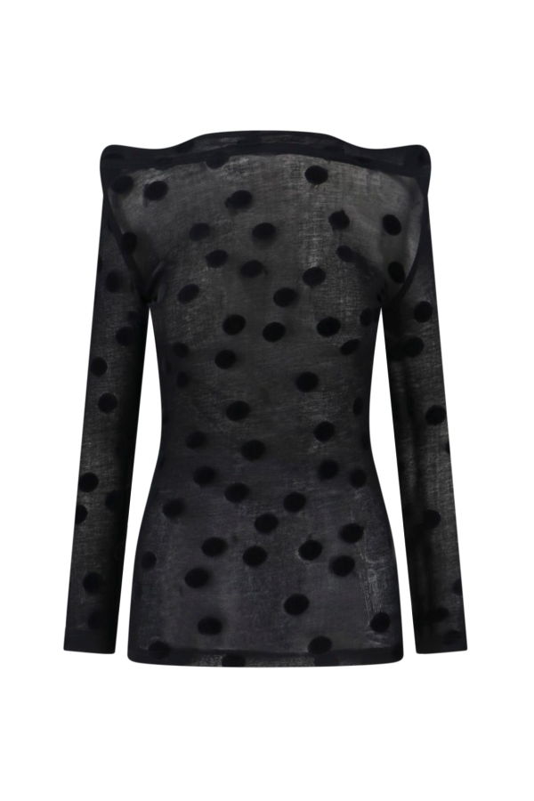 JUNYA WATANABE Polka Dot Jersey Top - Black