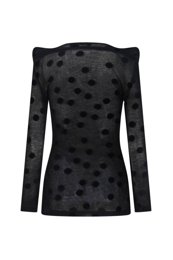 JUNYA WATANABE Polka Dot Jersey Top - Black