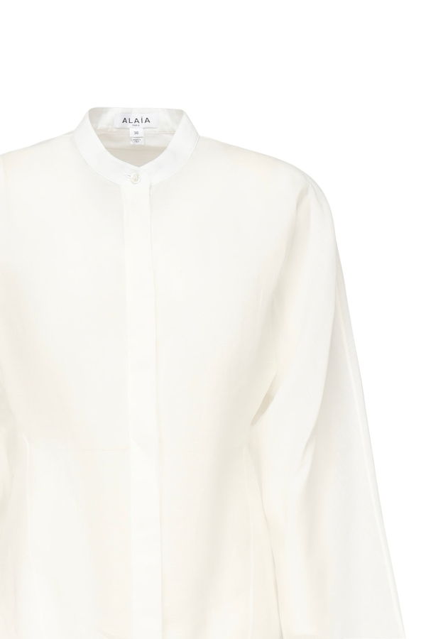 Alaia Round Blouse in Linen Blend - White
