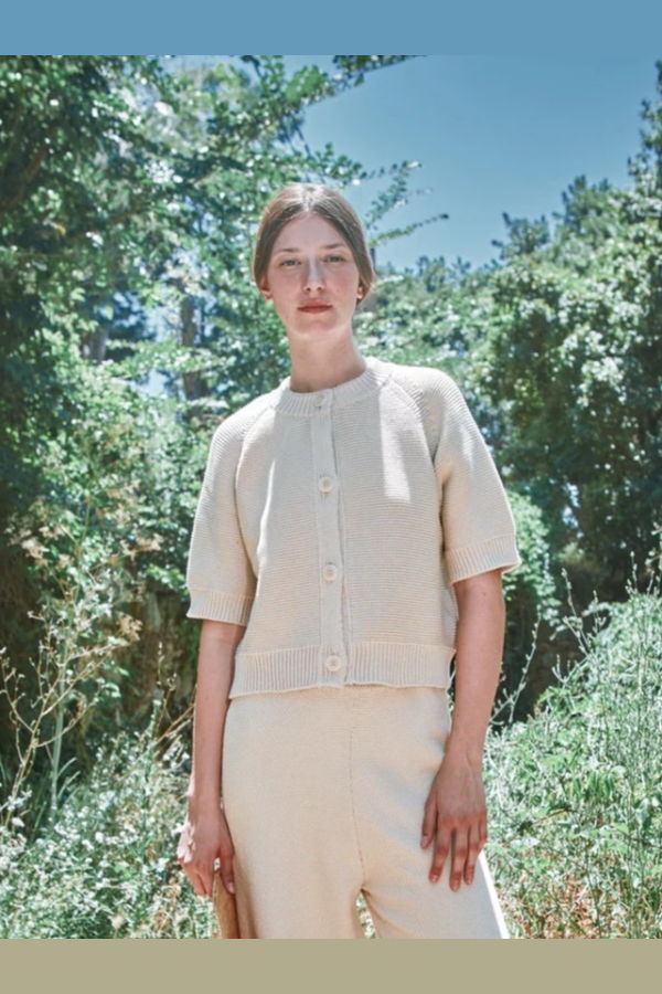 L'ENVERS Clarisse Short-Sleeve Cotton Cardigan
