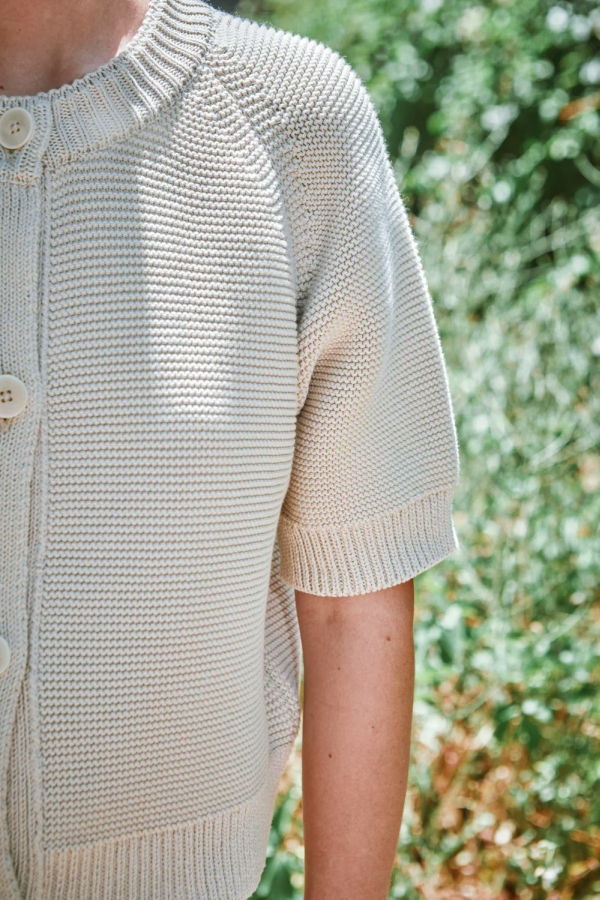 L'ENVERS Clarisse Short-Sleeve Cotton Cardigan