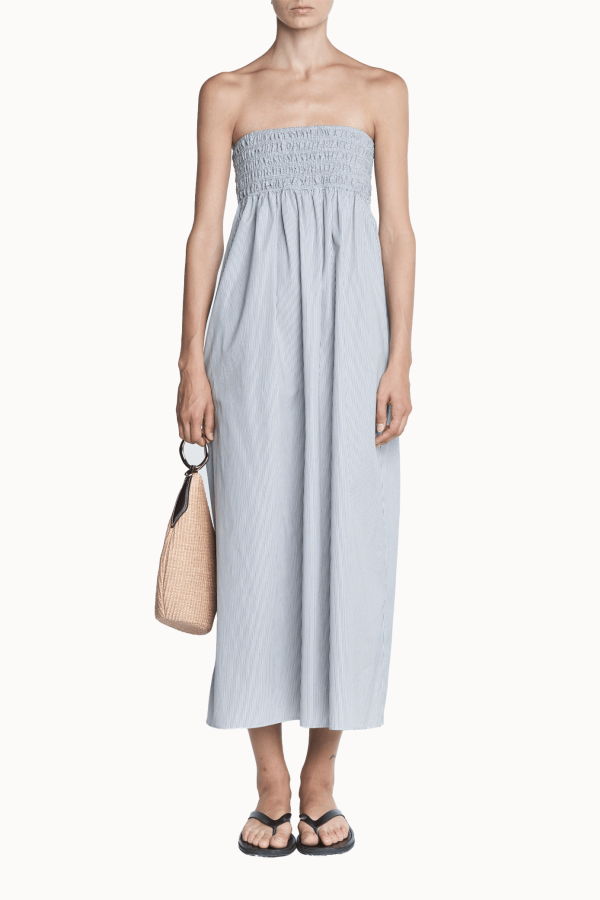 MARIA McMANUS Empire Halter Dress - Pinstriped Black/White