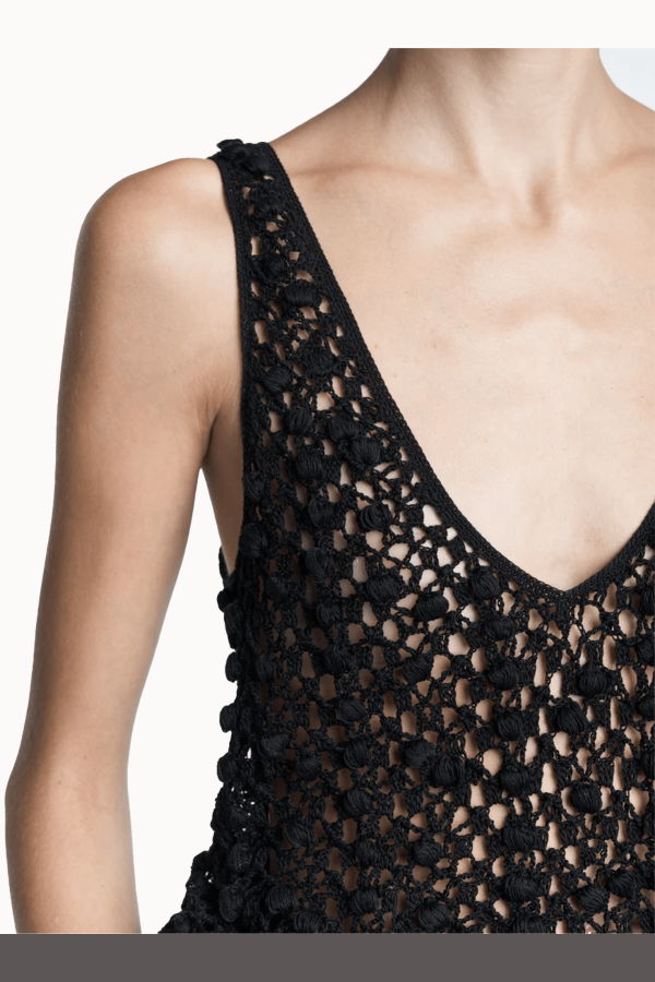 MARIA McMANUS Pom Pom Macramé Tunic - Black