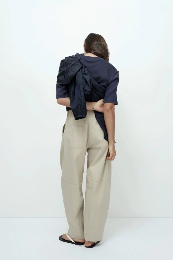Mijeong Park Cotton Barrel Leg Pant - Beige