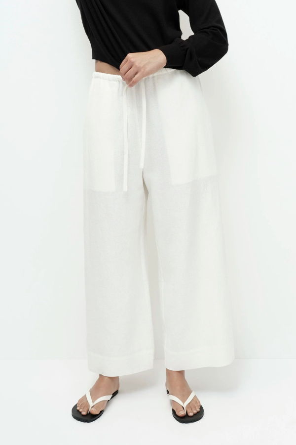 Mijeong Park Linen Blend Cropped Pant - Ivory