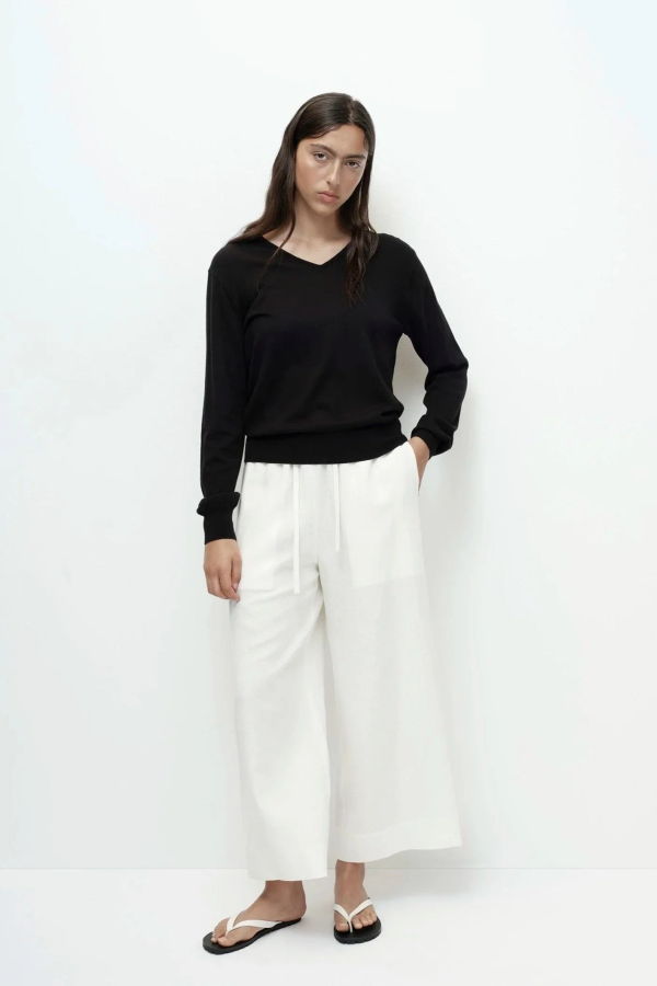 Mijeong Park Linen Blend Cropped Pant - Ivory