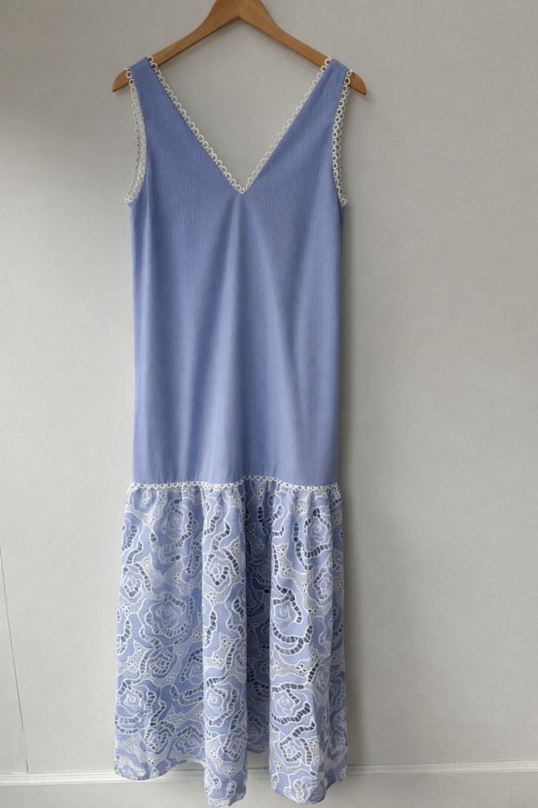 Curaae Claude Maxi Dress - Blue and White