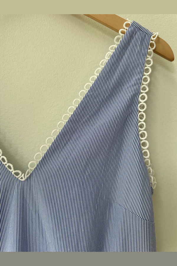 Curaae Claude Maxi Dress - Blue and White