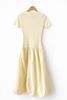 Moon River Short Sleeve Crewneck Bubble Midi Dress - Butter Yellow - Thumbnail 2