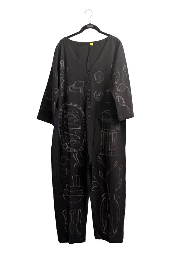 Happy French Gang #114 Hand-Painted Jumpsuit M/L Le Dner