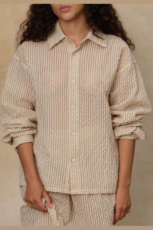 Colbo Cropped Shirt, Textured Gingham