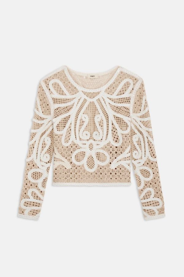 Suncoo Paelini Two-Tone Crochet Top Suncoo Paelini Two-Tone Crochet Top