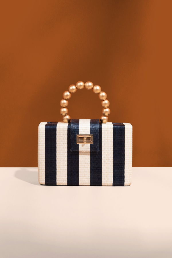 Soli & Sun Louisa Clutch Bag - Blue/Cream