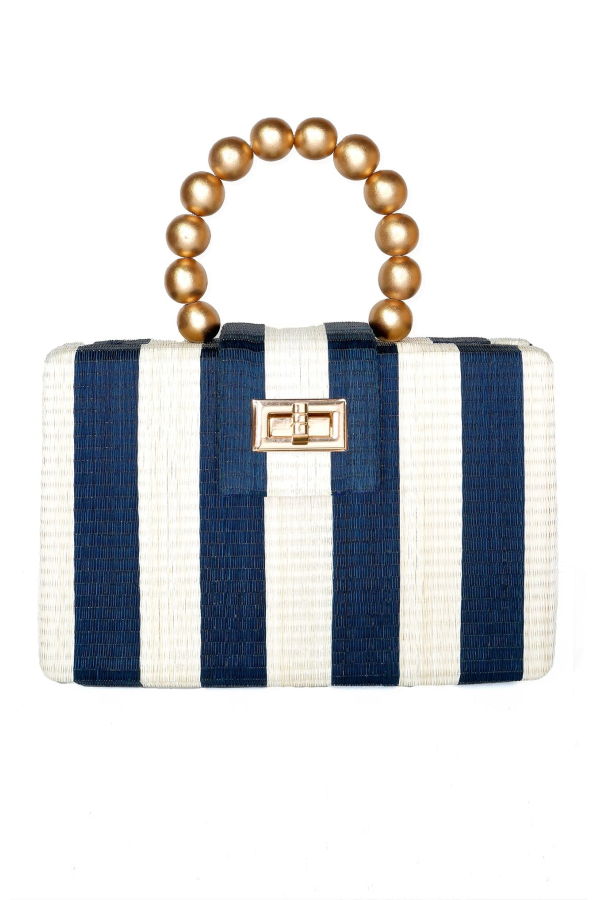 Soli & Sun Louisa Clutch Bag - Blue/Cream