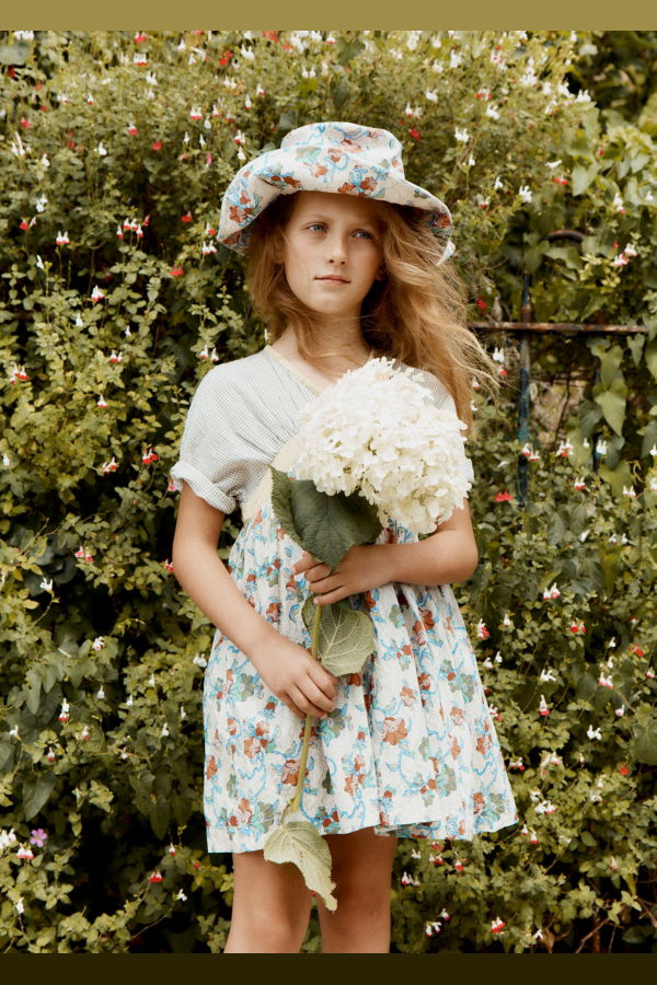 KIDS Caramel Asparagus Girl's Cotton Liberty Judy Jane Print Dress