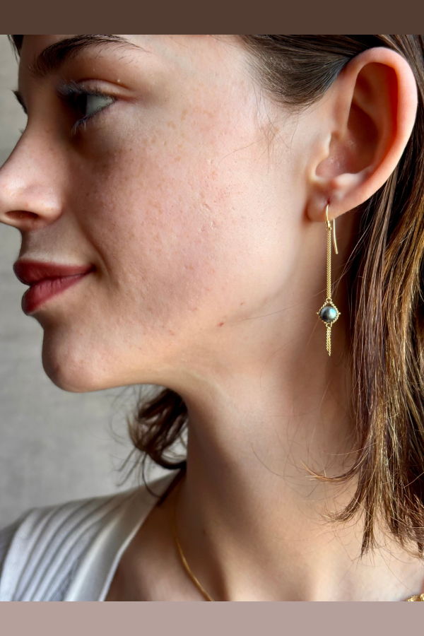 AMALI Blue Akoya Pearl Drop Earrings 18K Gold