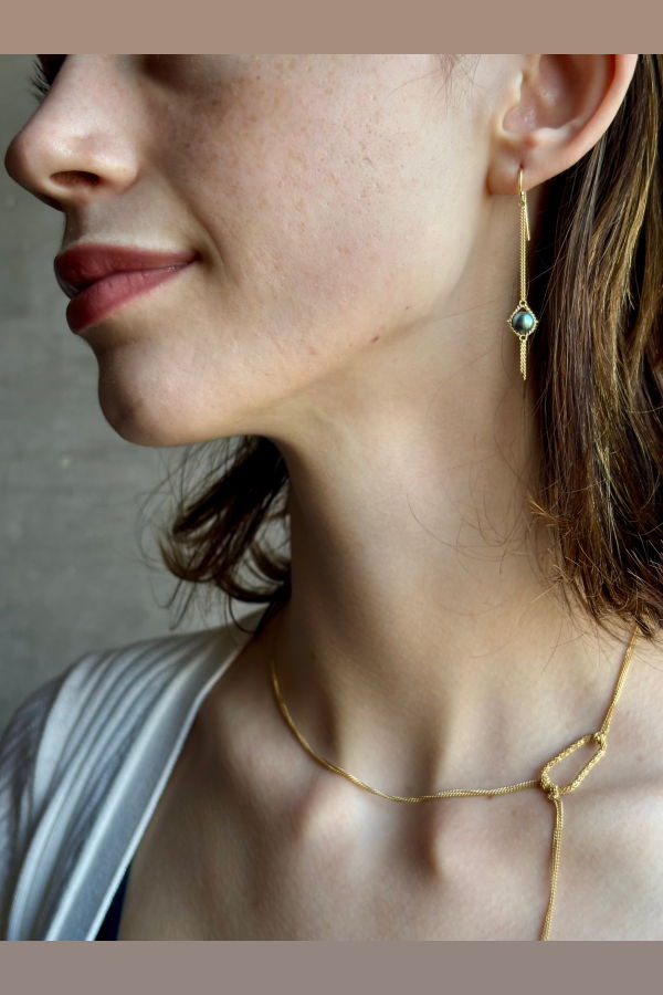 AMALI Blue Akoya Pearl Drop Earrings 18K Gold