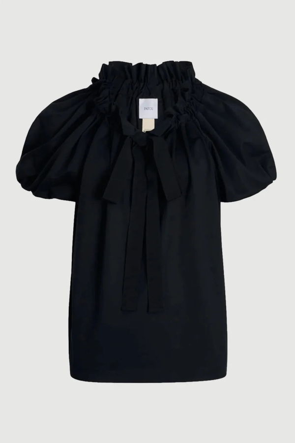 Patou Drawstring T-Shirt in Organic Cotton - Black