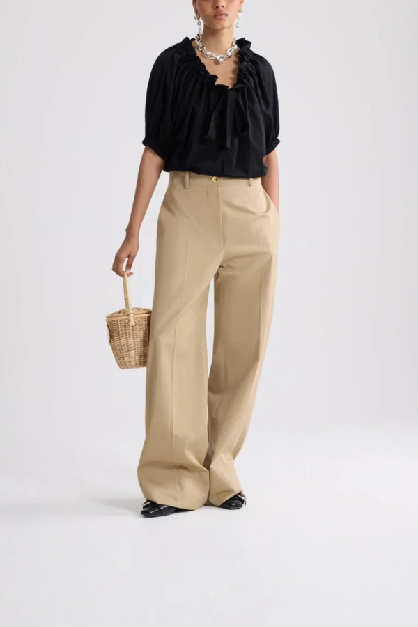 Patou Drawstring T-Shirt in Organic Cotton - Black