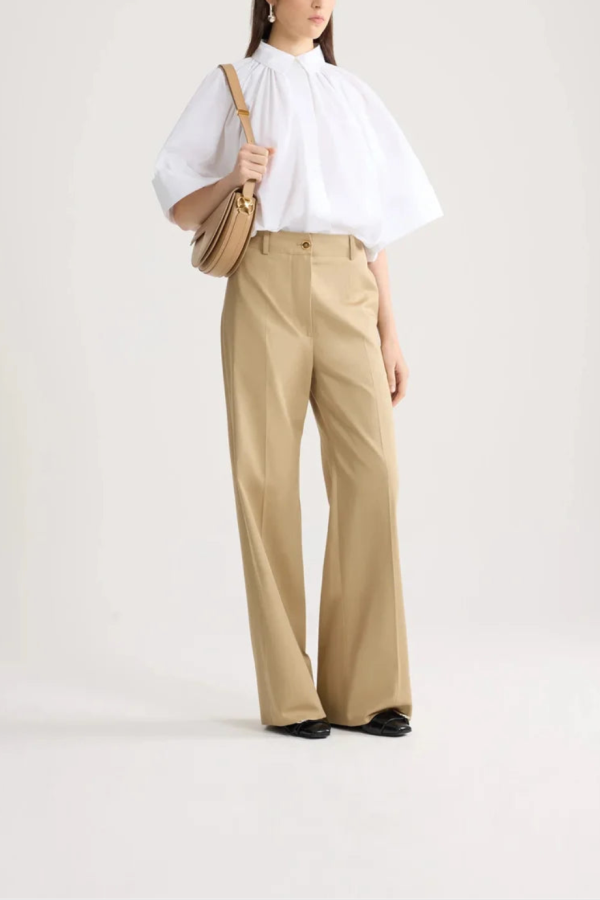 Patou Organic Cotton Voluminous Short-Sleeved Blouse - White