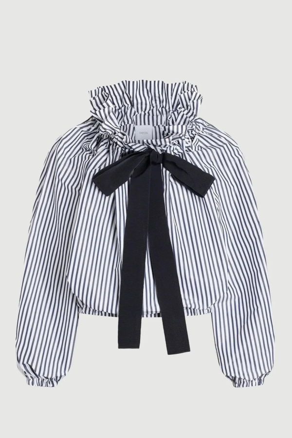 Patou Recycled Faille Long Sleeve Crop Top - Blue