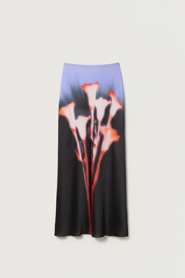 Colmillo de Morsa Dark Floral Long Printed Skirt
