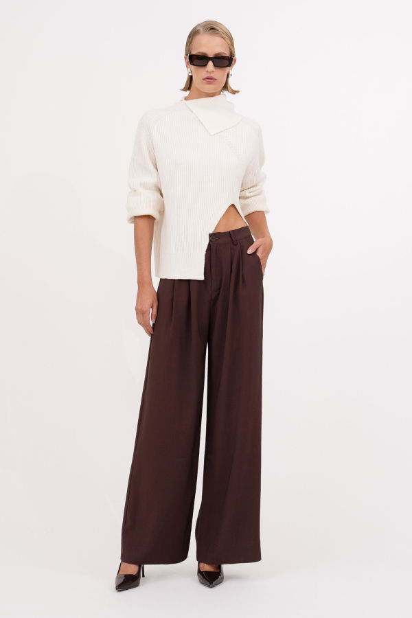 Nonchalant Label Fabi Wide Leg Pant - Chocolate
