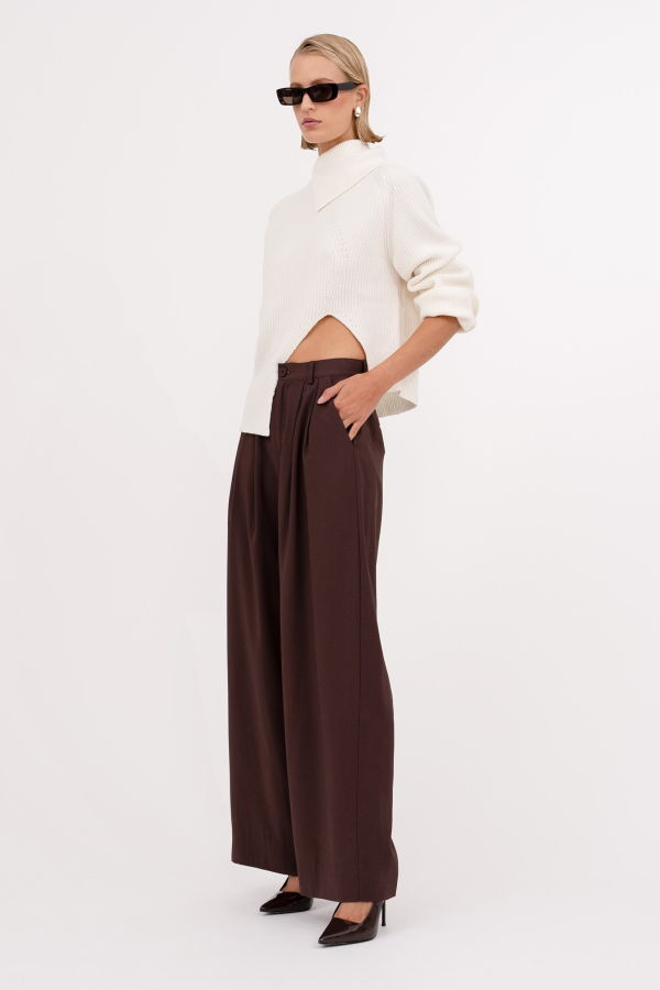 Nonchalant Label Fabi Wide Leg Pant - Chocolate