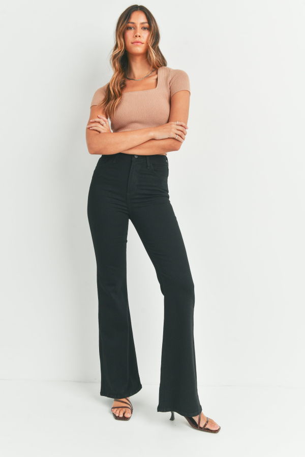 Just Black Denim The Donna Bell Bottom Jeans - Dark Denim