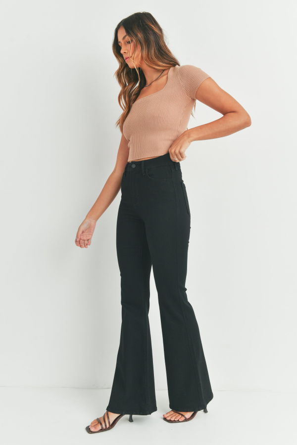 Just Black Denim The Donna Bell Bottom Jeans - Dark Denim